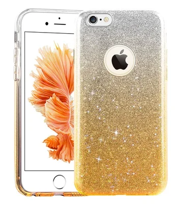 Чехол с блестками "Градиент" силиконовый для iPhone 5/5S/SE желтый