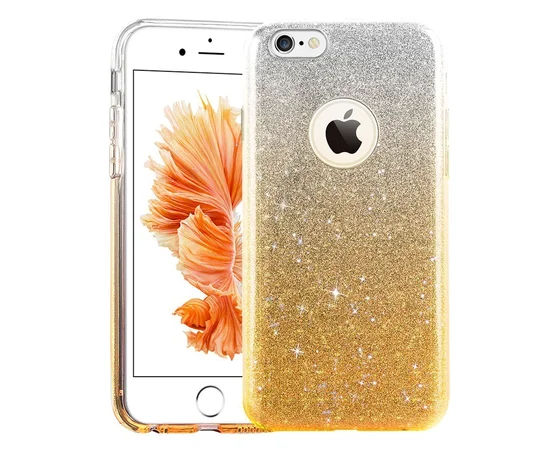 Чехол с блестками "Градиент" силиконовый для iPhone 5/5S/SE желтый