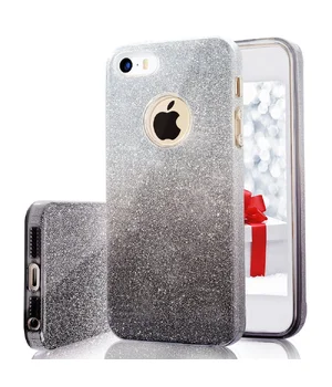 Чехол с блестками "Градиент" силиконовый для iPhone 5/5S/SE черный Чехол с блестками "Градиент" силиконовый для iPhone 5/5S/SE черный