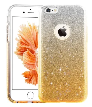 Чохол з блискітками "Градієнт" силіконовий для iPhone 5 / 5S / SE жовтий