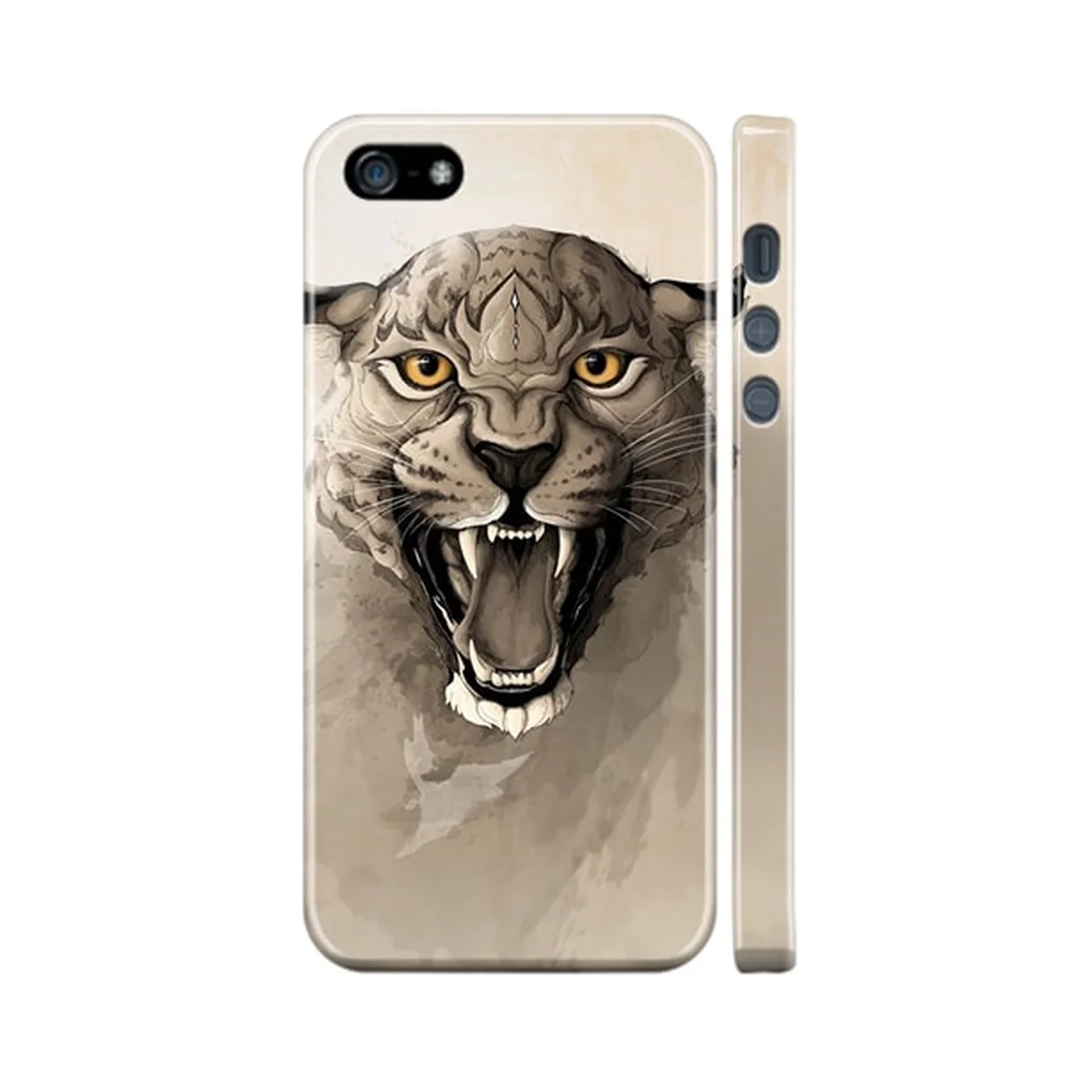 Чехол "iDAY" пластиковый для iPhone 5/5S/SE Дикая кошка