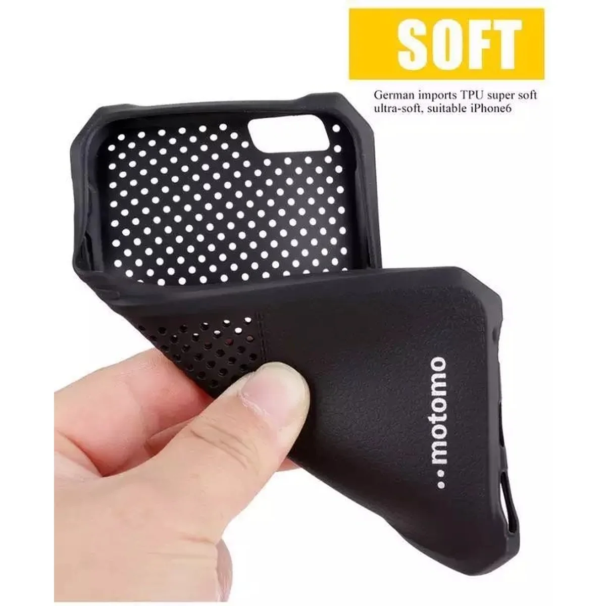 Противоударный силиконовый чехол "Motomo" черный для iPhone 6/6S