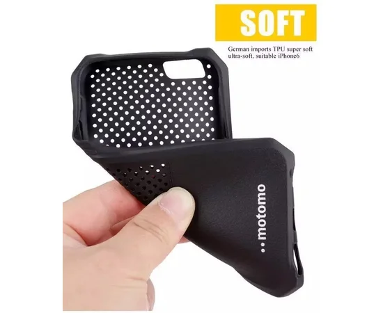 Противоударный силиконовый чехол "Motomo" черный для iPhone 6/6S