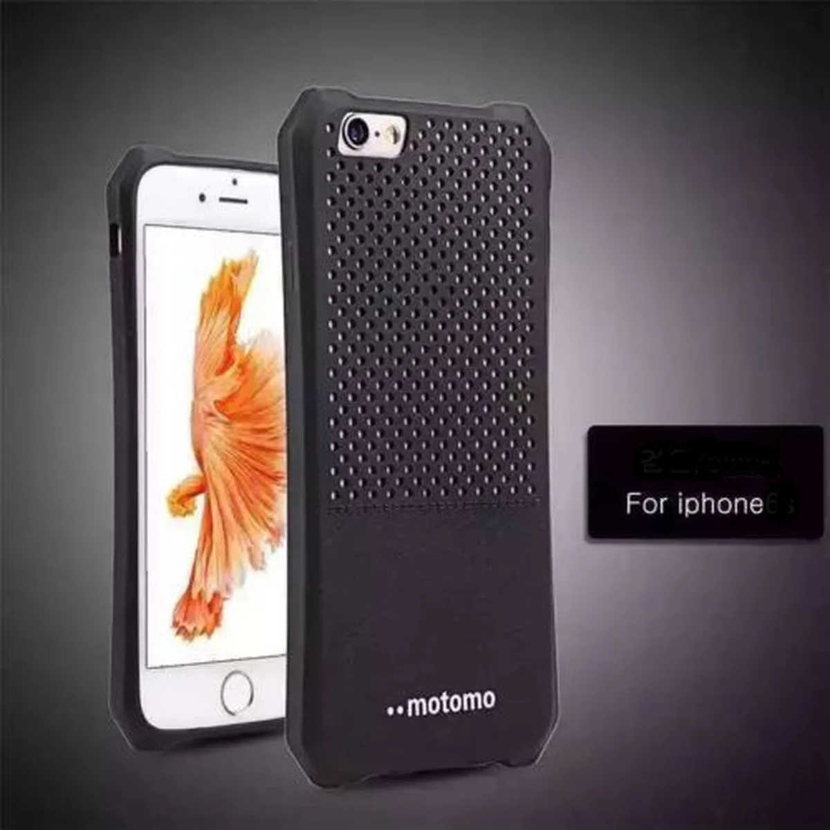 Противоударный силиконовый чехол "Motomo" черный для iPhone 6/6S