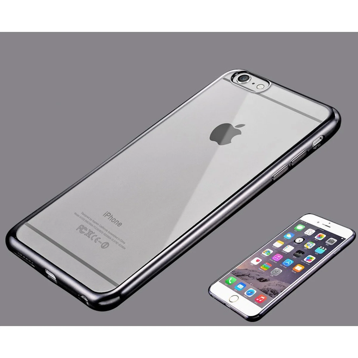 Силиконовый серый чехол прозрачный для iPhone 6 Plus/6S Plus
