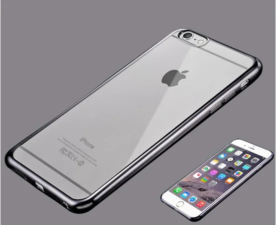 Силиконовый серый чехол прозрачный для iPhone 6 Plus/6S Plus