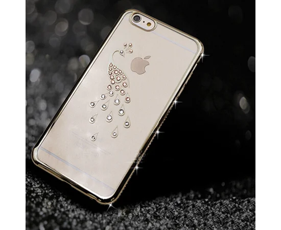 Чохол зі стразами "Птах" силіконовий для iPhone 6 Plus / 6S Plus срібний