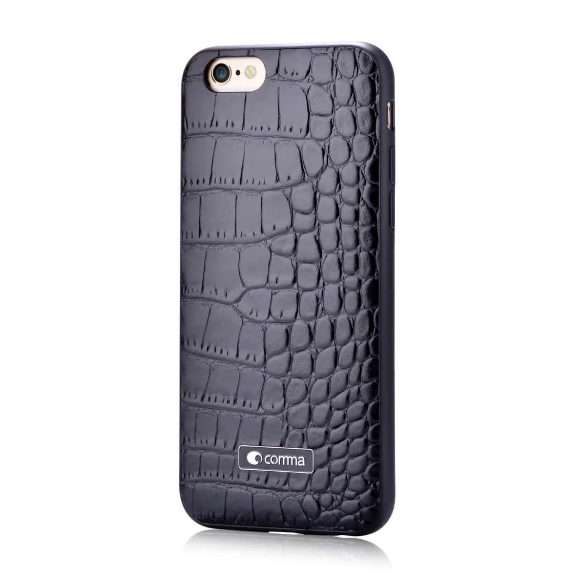 Чохол з натуральної шкіри "Comma" Croco чорний для iPhone 6 Plus / 6S Plus