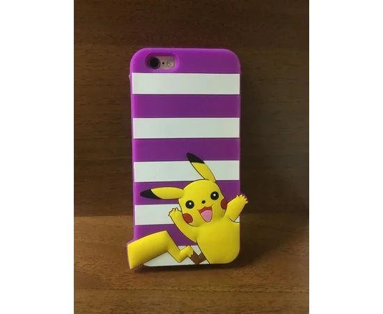 Резиновый 3D чехол "Pikachu" фиолетовый для iPhone 6/6S