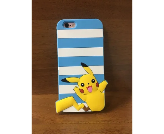 Гумовий 3D чохол "Pikachu" блакитний для iPhone 6 / 6S