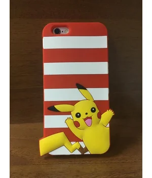 Резиновый 3D чехол "Pikachu" красный для iPhone 6/6S
