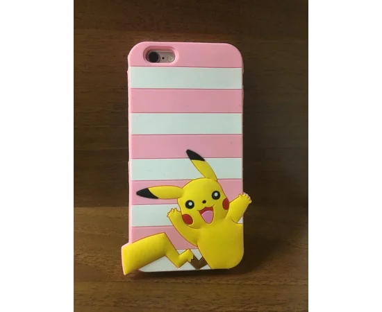 Гумовий 3D чохол "Pikachu" рожевий для iPhone 6 / 6S
