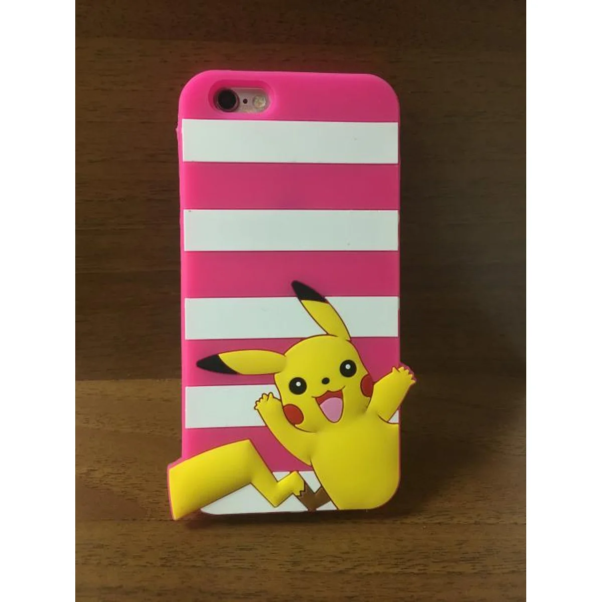 Резиновый 3D чехол "Pikachu" ярко-розовый для iPhone 6/6S