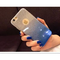 Чехол с блестками "Градиент" силиконовый для iPhone 6 Plus/6S Plus синий