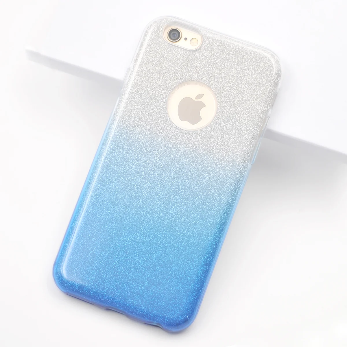 Чехол с блестками "Градиент" силиконовый для iPhone 6 Plus/6S Plus синий