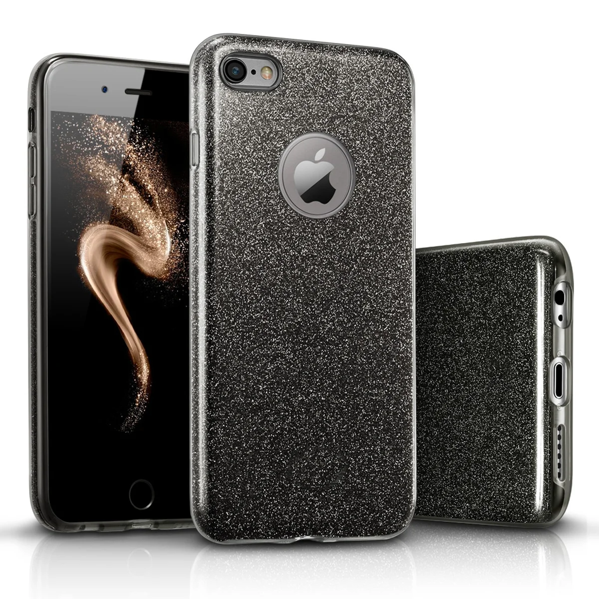 Чехол с блестками "Dazzling shine" силиконовый для iPhone 6 Plus/6S Plus черный