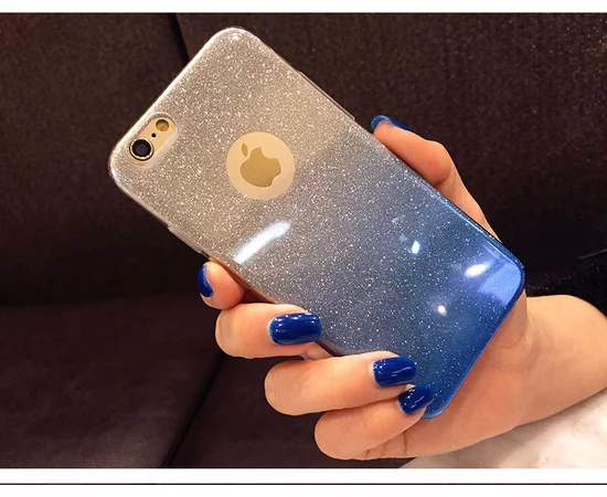 Чохол з блискітками "Градієнт" силіконовий для iPhone 6 Plus / 6S Plus синій