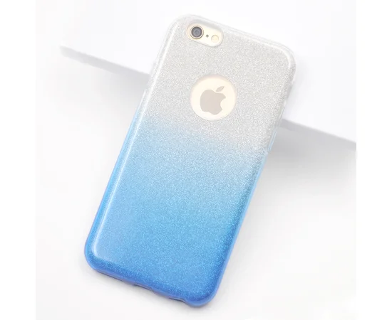 Чехол с блестками "Градиент" силиконовый для iPhone 6/6S синий