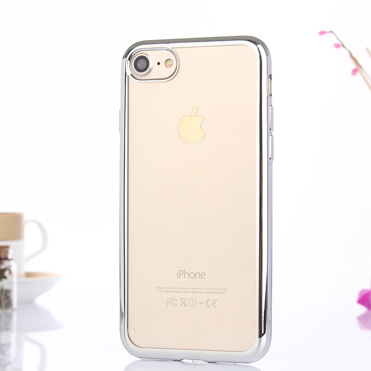 Силиконовый серебряный прозрачный чехол для iPhone 7/8