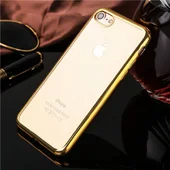 Силиконовый золотой прозрачный чехол для iPhone 7/8