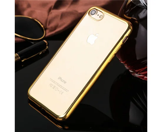 Силиконовый золотой прозрачный чехол для iPhone 7/8