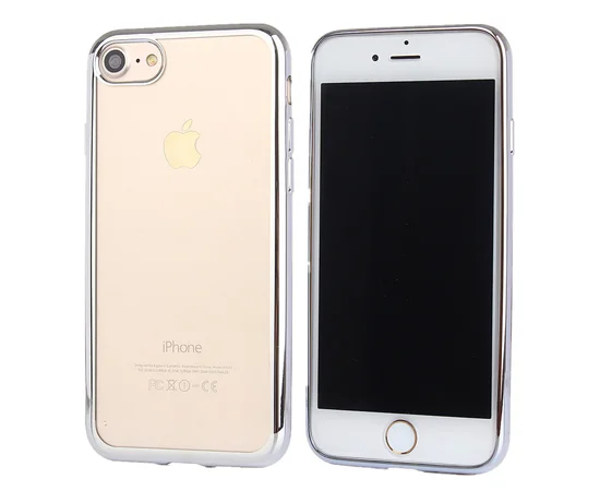 Силиконовый серебряный прозрачный чехол для iPhone 7/8