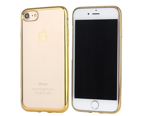 Силиконовый золотой прозрачный чехол для iPhone 7/8