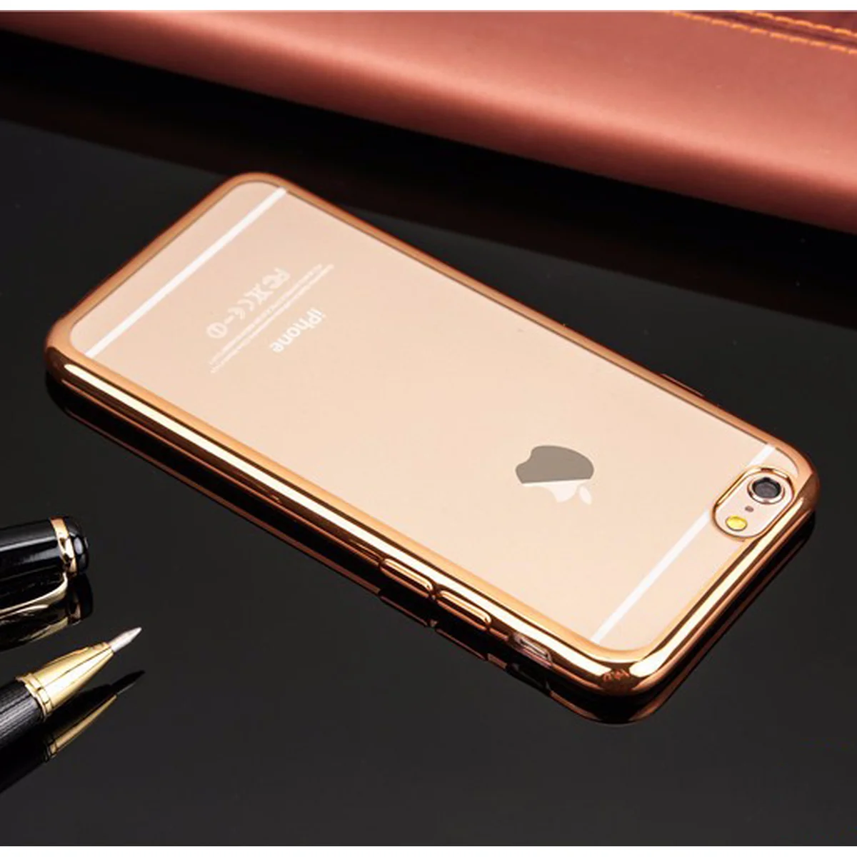 Силиконовый золотой прозрачный чехол для iPhone 7/8