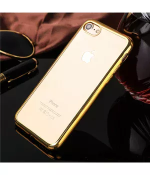 Силиконовый золотой прозрачный чехол для iPhone 7/8