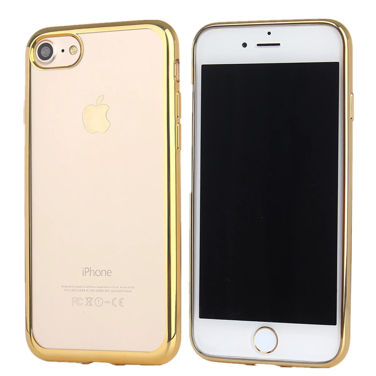 Силіконовий золотий прозорий чохол для iPhone 7/8