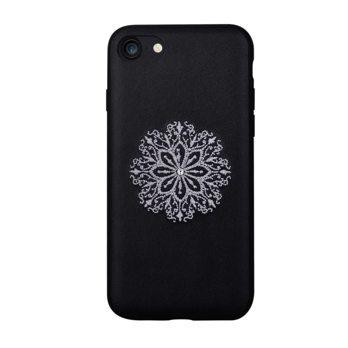 Кожаный чехол "Devia" Flower Embroidery черный для iPhone 7/8
