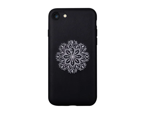 Кожаный чехол "Devia" Flower Embroidery черный для iPhone 7/8