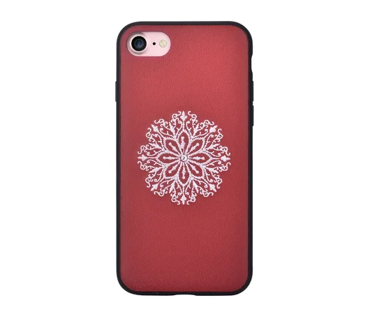 Шкіряний чохол "Devia" Flower Embroidery червоний для iPhone 7/8