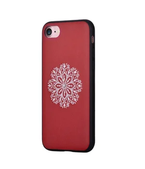 Шкіряний чохол "Devia" Flower Embroidery червоний для iPhone 7/8