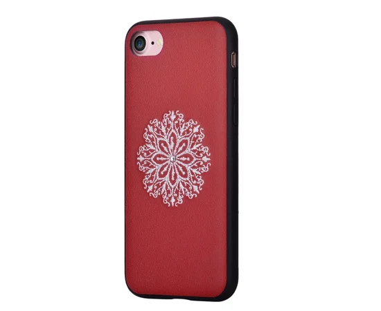 Шкіряний чохол "Devia" Flower Embroidery червоний для iPhone 7/8