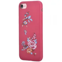 Кожаный чехол "Devia" Flowers Embroidery красный для iPhone 7/8