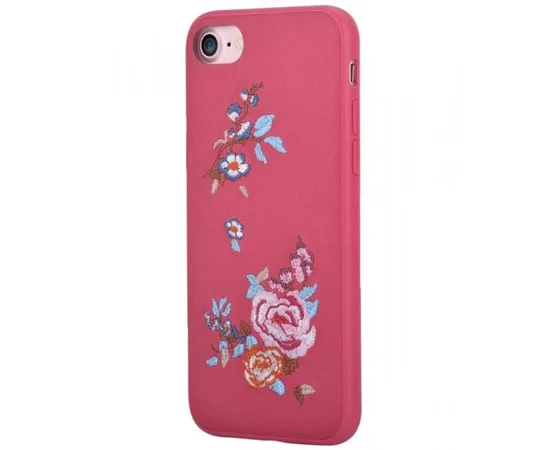 Шкіряний чохол "Devia" Flowers Embroidery червоний для iPhone 7/8