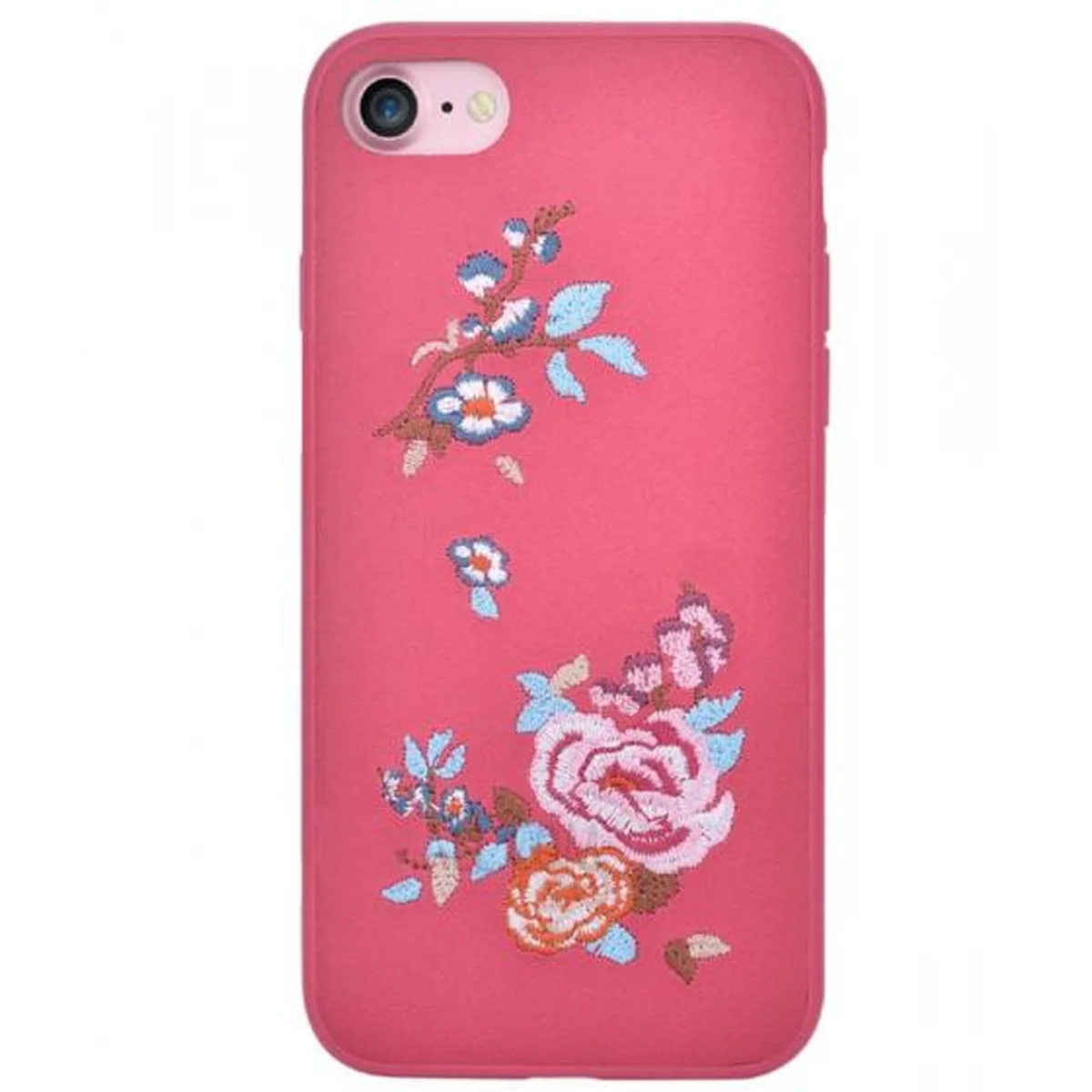 Кожаный чехол "Devia" Flowers Embroidery красный для iPhone 7/8