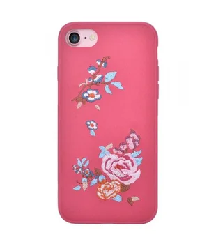 Шкіряний чохол "Devia" Flowers Embroidery червоний для iPhone 7/8