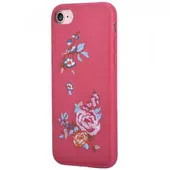 Шкіряний чохол "Devia" Flowers Embroidery червоний для iPhone 7/8