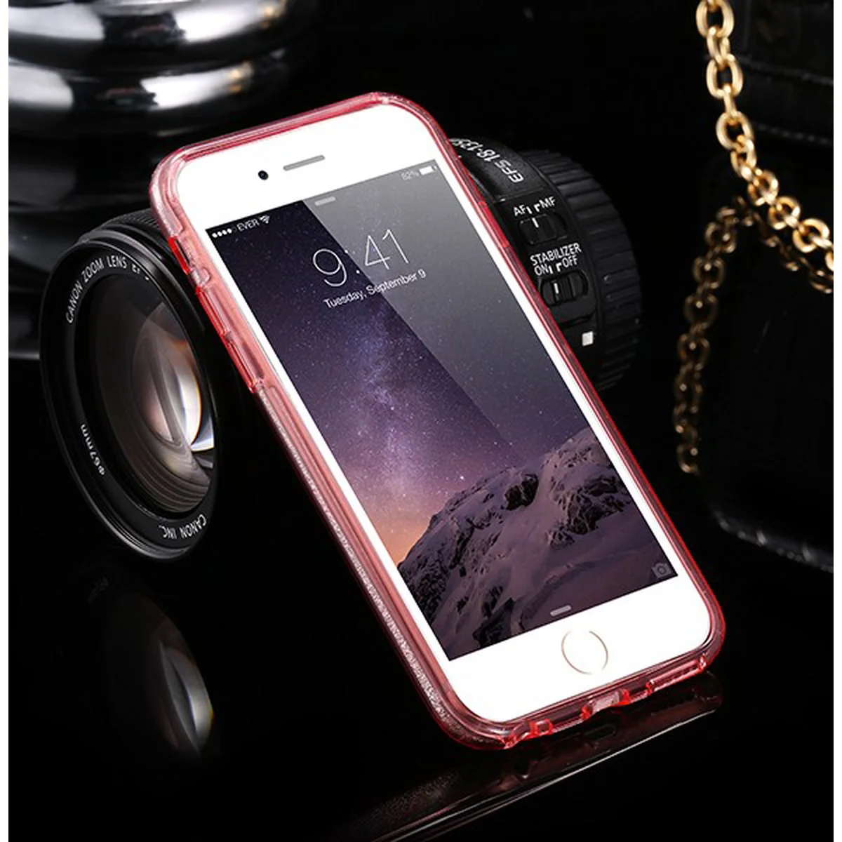 Чехол с блестками "Dazzling shine" силиконовый для iPhone 7/8 розовый