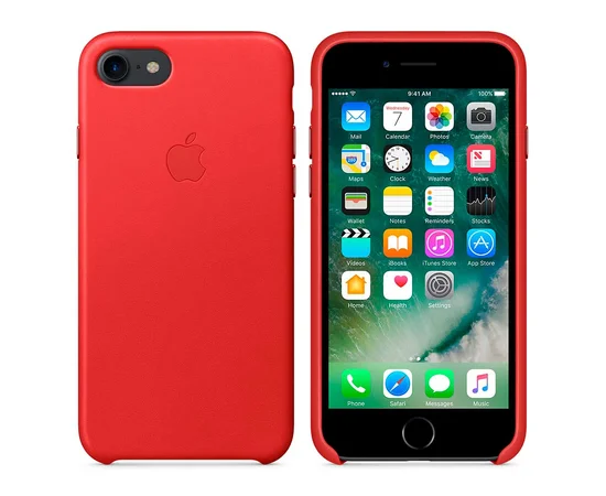 Кожаный чехол "Apple Leather Case" Red (HC) для iPhone 7/8