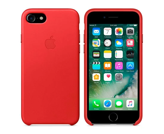 Кожаный чехол "Apple Leather Case" Red (HC) для iPhone 7/8