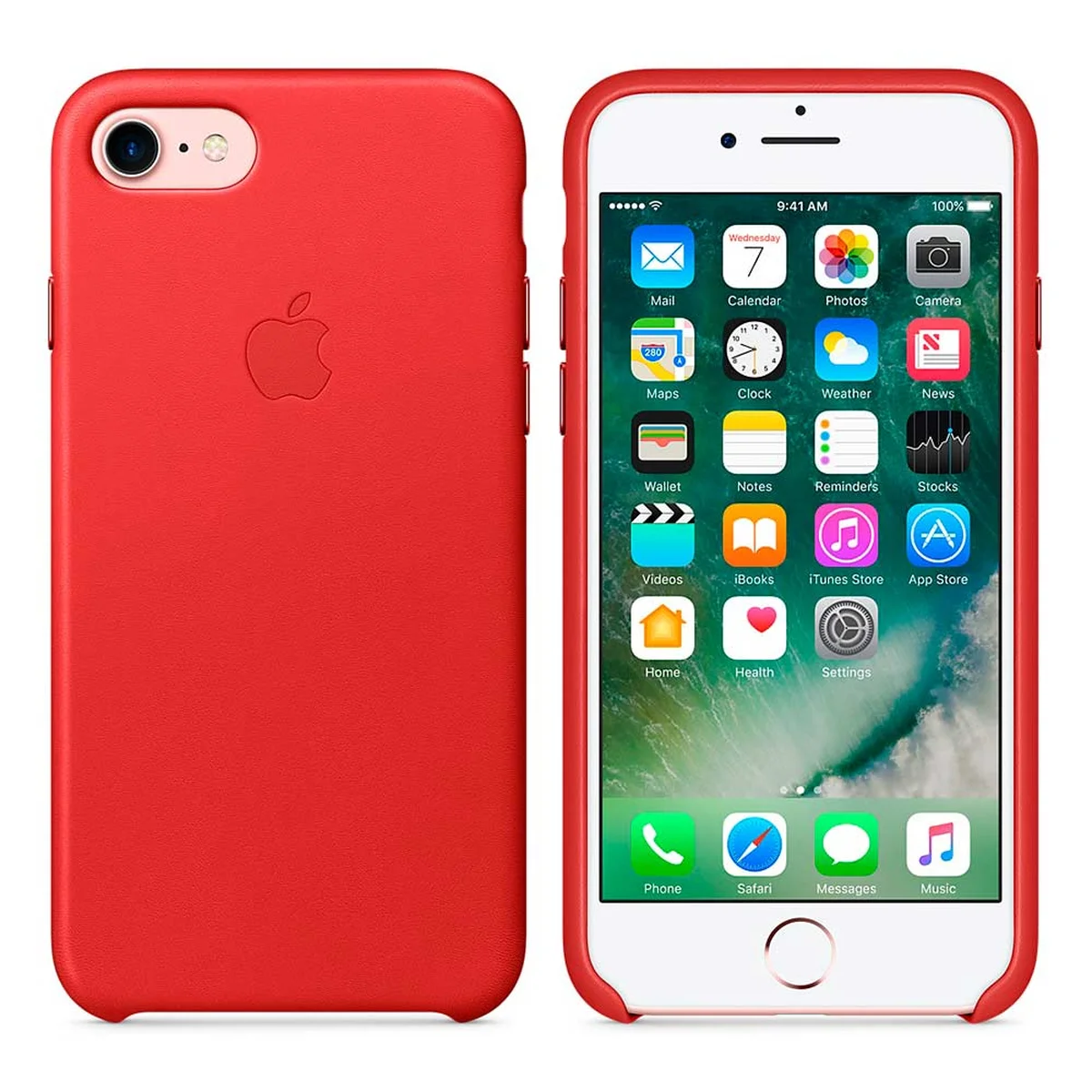 Кожаный чехол "Apple Leather Case" Red (HC) для iPhone 7/8