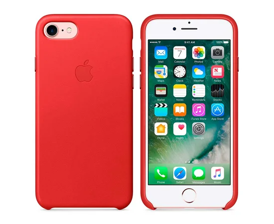 Кожаный чехол "Apple Leather Case" Red (HC) для iPhone 7/8