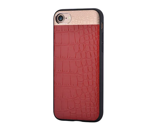 Чохол з натуральної шкіри "Comma" Croco червоний для iPhone 7/8