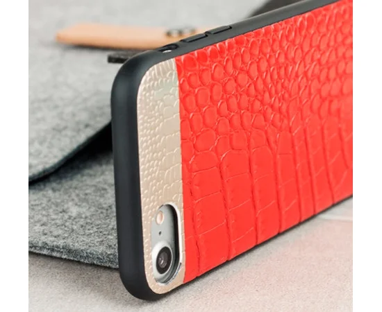 Чохол з натуральної шкіри "Comma" Croco червоний для iPhone 7/8