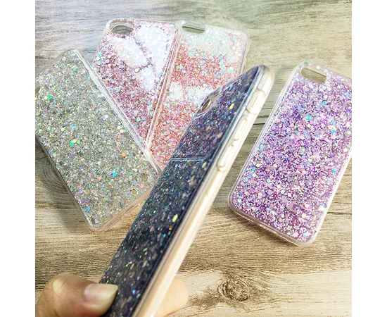 Чехол с блестками "3D Glitter" силиконовый для iPhone 7/8 синий