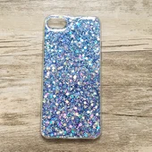 Чехол с блестками "3D Glitter" силиконовый для iPhone 7/8 синий