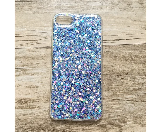 Чехол с блестками "3D Glitter" силиконовый для iPhone 7/8 синий